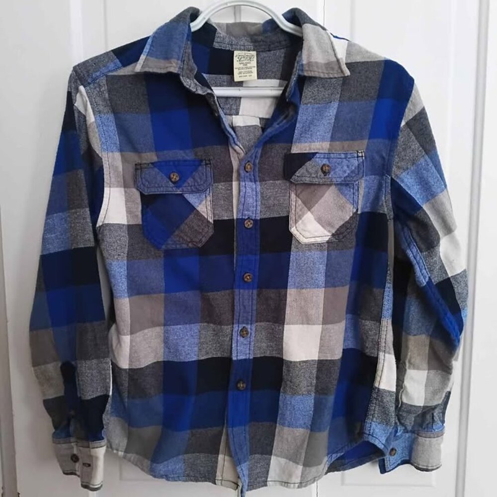 Faded Glory Boy's Long Sleeve Blue Flannel